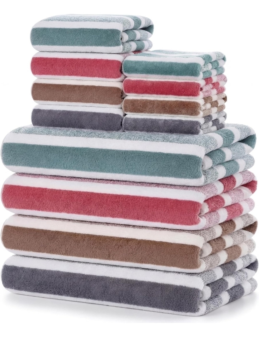 Luxury Striped Cotton Towel Set - Multi Color